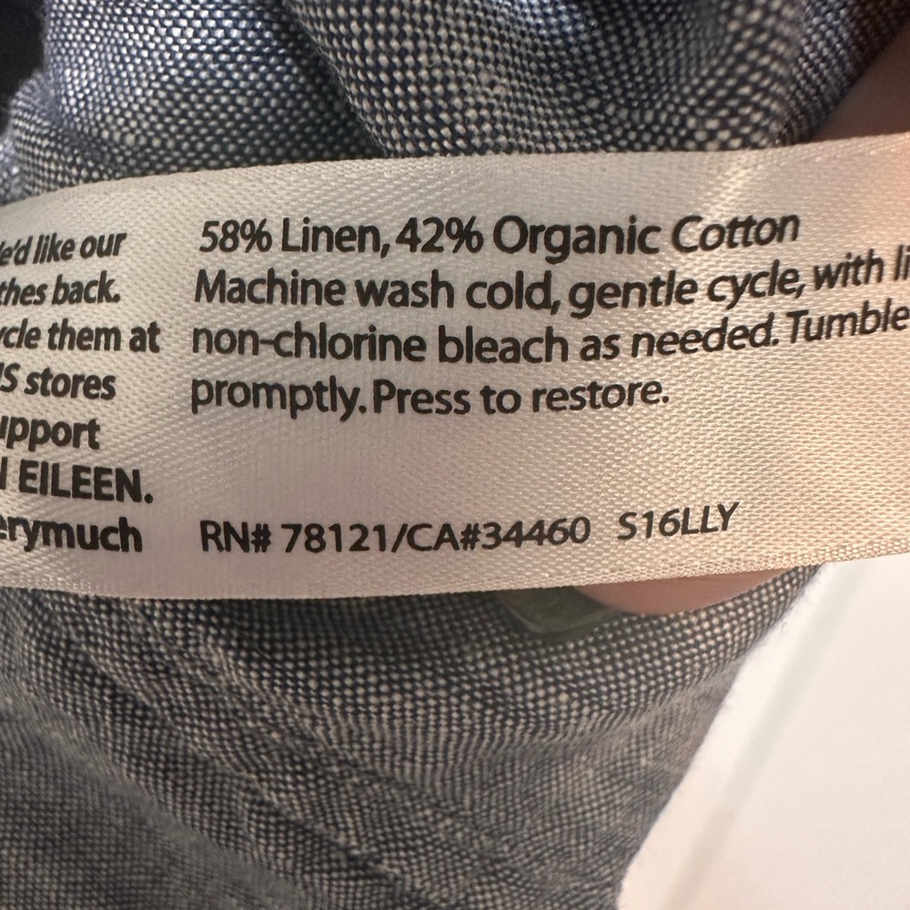 Eileen Fisher Denim Yarn-Dyed Linen & Organic Cotton Sleeveless Top - Picture 7 of 7